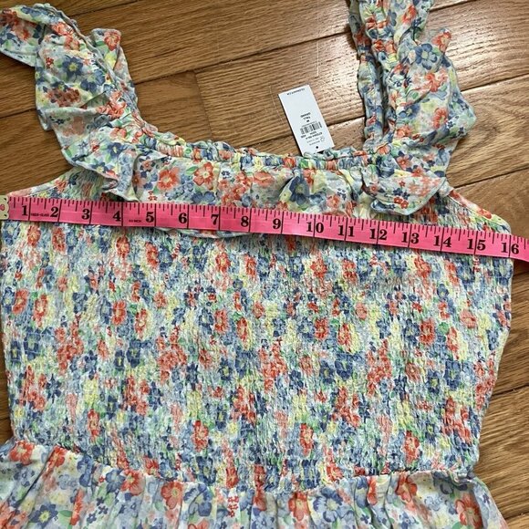 NWT Old Navy Ruffled Smocked Bodice Floral Maxi Dress Womens M Tall Tiered Boho - Picture 11 of 11